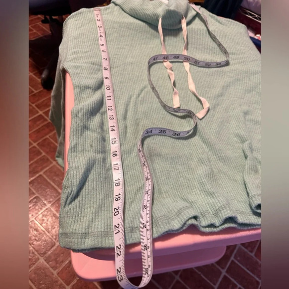 Anthropologie Saturday Sunday NWT seafoam green cowl drawstring sz XXS, 19” p2p - Picture 7 of 10